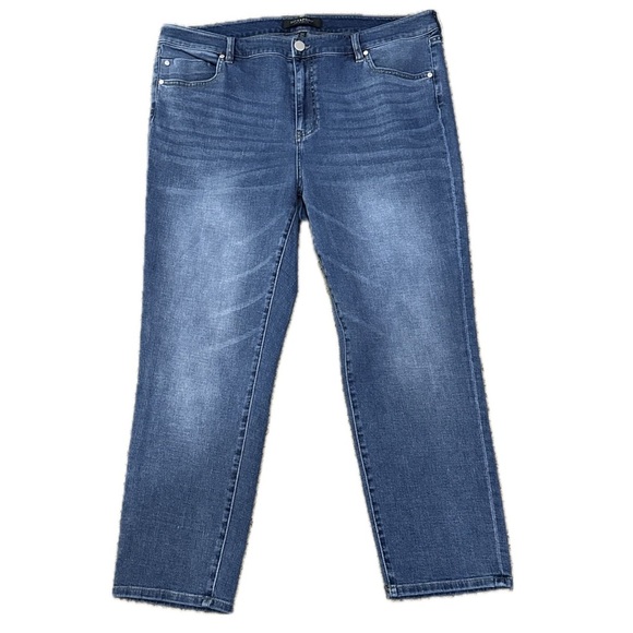 👖🌍 LIVERPOOL Kennedy Crop Straight Leg Blue Denim Jeans | Plus 18W - Picture 1 of 6